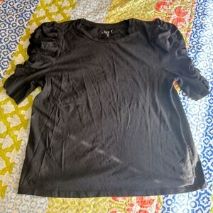 LOFT Black Ruffled Blouse with Long Sleeves